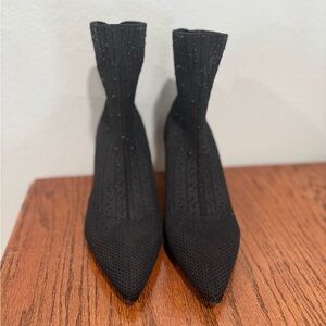 Charles David Black Knit Sock Ankle Booties